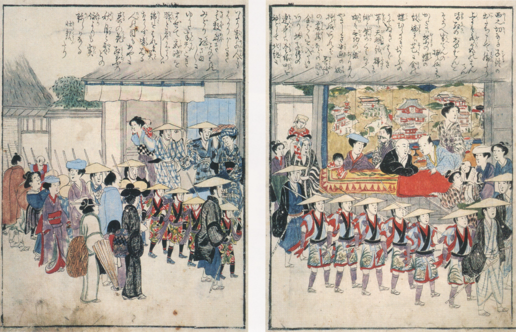 Фестиваль в Сакураи, гравюра 1825 года